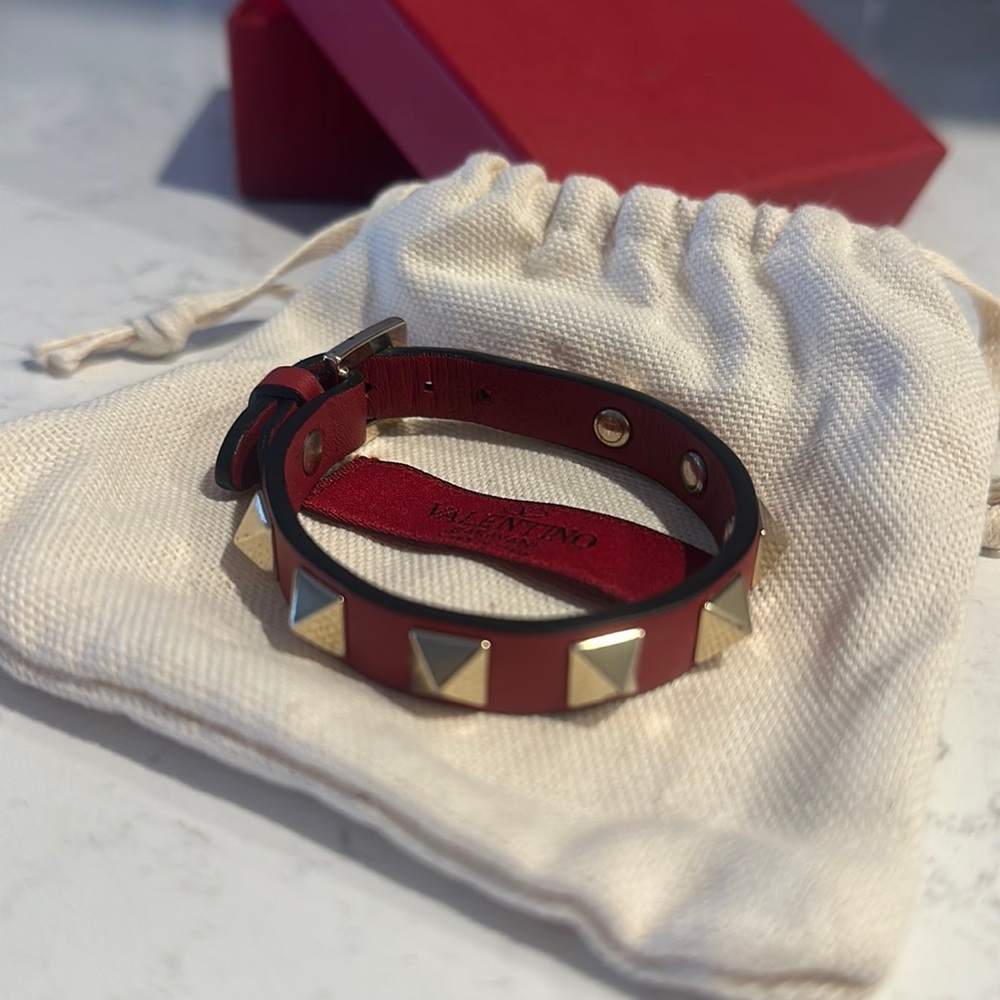 Valentino red rock stud bracelet